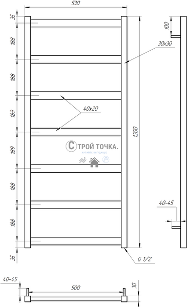 Електрична сушка для рушників Minimal DRY 120x53x3 GA-6006-1 фото