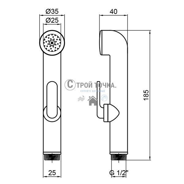 Лійка для гігієнічного душу Qtap Rucni округла QTCRMA021 Chrome/Grey SD00035711 фото