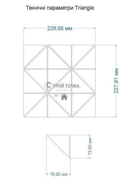 Мозаїка керамічна KC TRIANGLE RT X2 69003 Black Mat/print 50 210x210x9 (73x73) RT X2 69003 фото