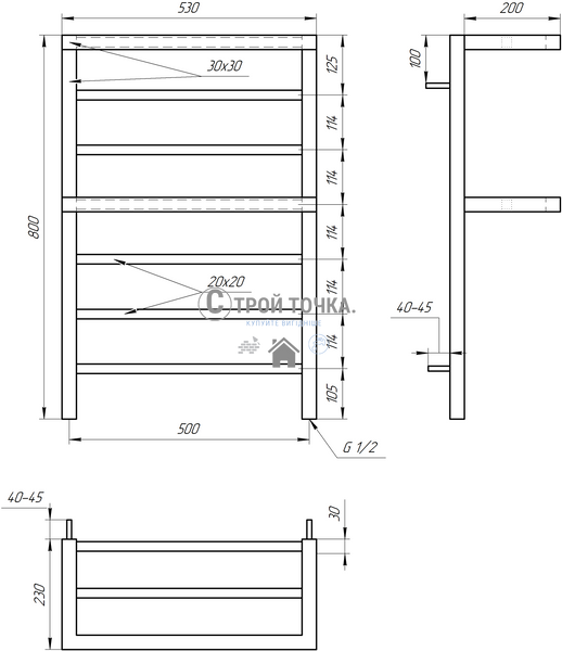 Електрична сушка для рушників Aro 100x53x3 GA-40005 фото