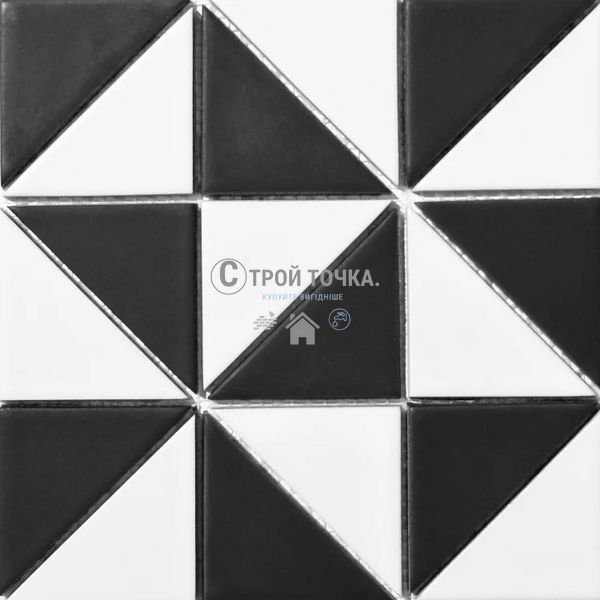 Мозаїка керамічна KC TRIANGLE RT XX2 69001 White/Black Mat 300x300x9 (73x73) RT XX2 69001 фото
